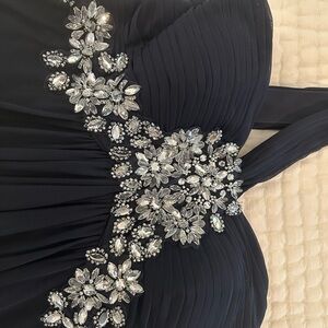 Xscape Black Gown with Silver Embellishments